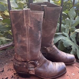 Grey distressed Frye Moto  boots size 8